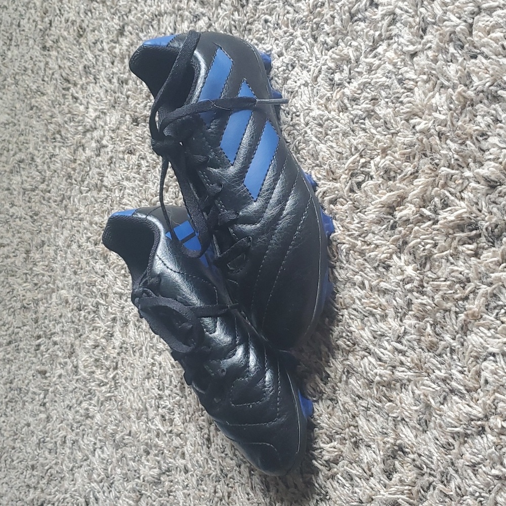 Adidas Unisex-Child Goletto VIII Firm Ground Black & Blue Soccer Cleat Size 13K